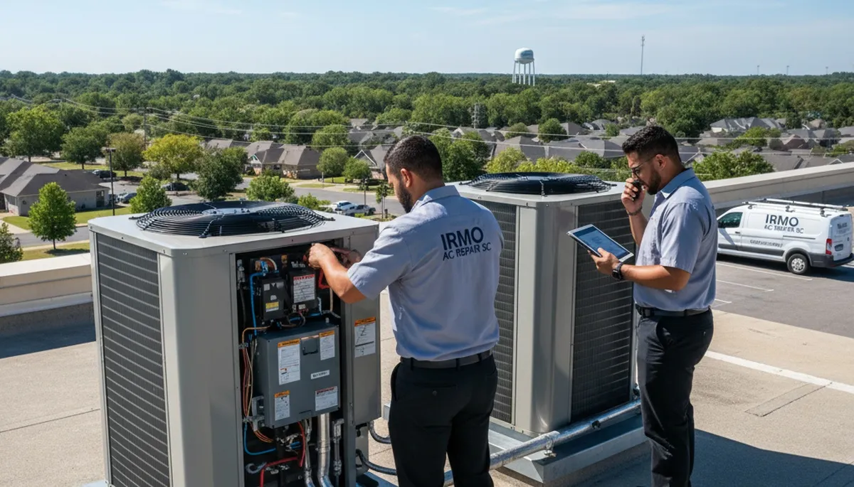 Professional AC repair technician servicing home cooling system in Columbia SC